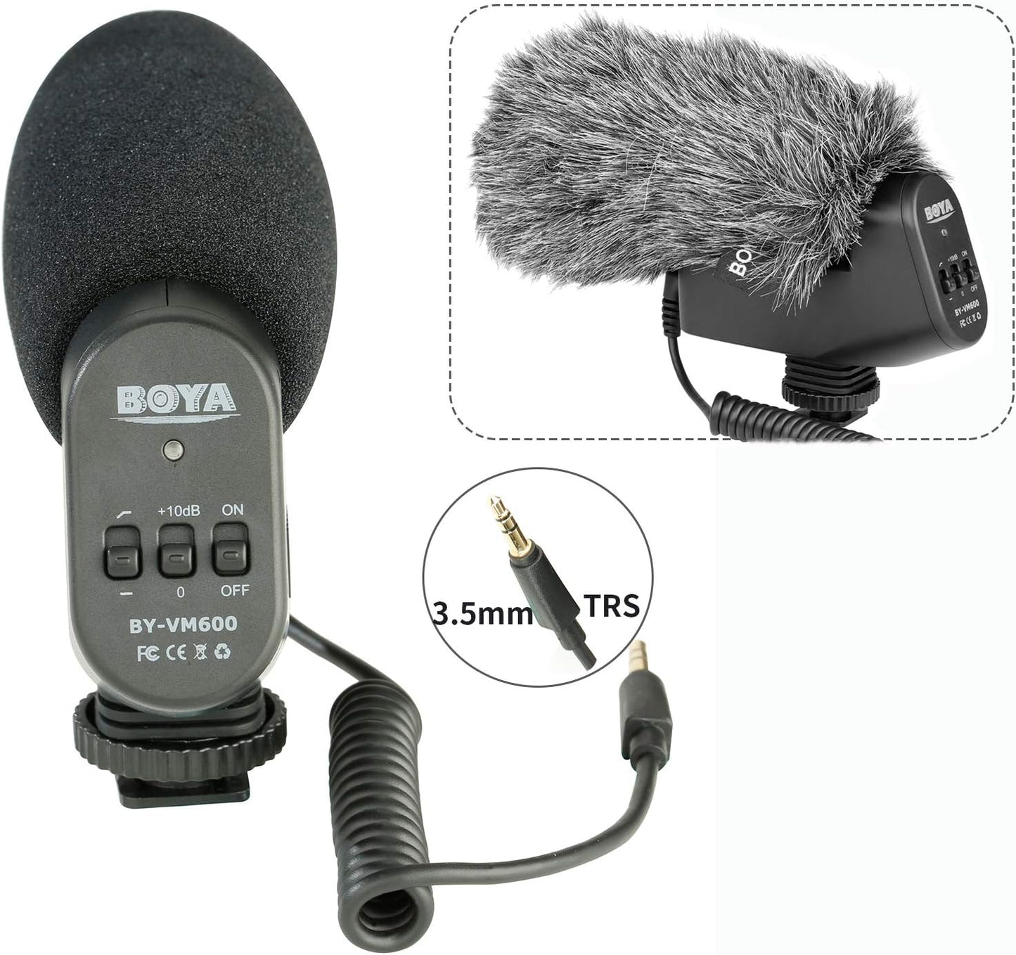 BOYA BY-VM600 Nierencharakteristik-Kondensator-Mikrofon, 3,5 mm, für Canon, Nikon, Sony, Pentax, DLSR-Kamera