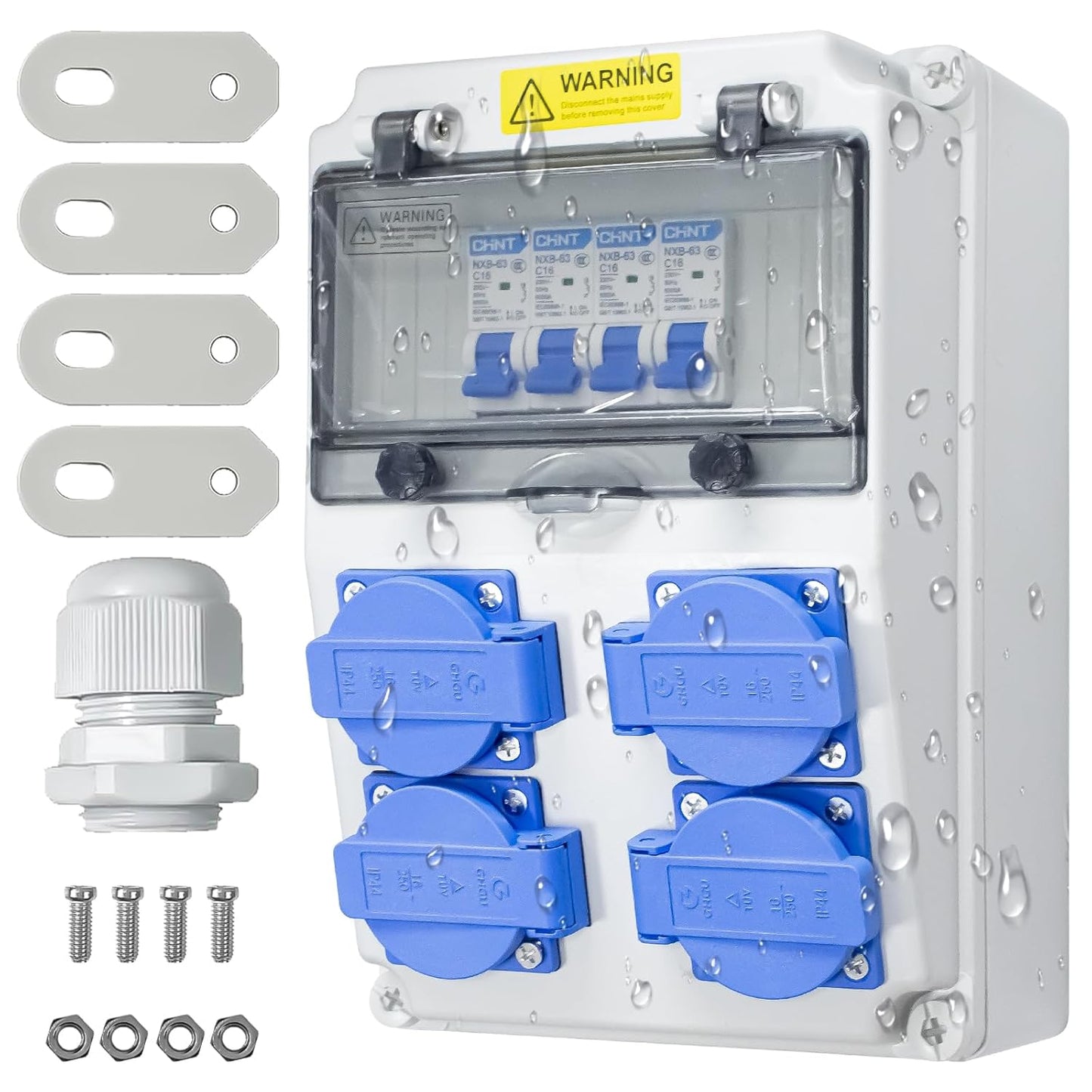 Baustromverteilerkasten 16A, 230V Stromverteiler Wandverteilerkästen IP65