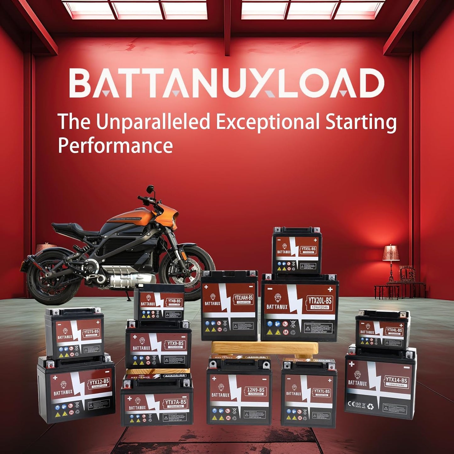Battanux YTX14-BS Batterie & Motorradbatterie, 12V14Ah versiegelte SLA/AGM