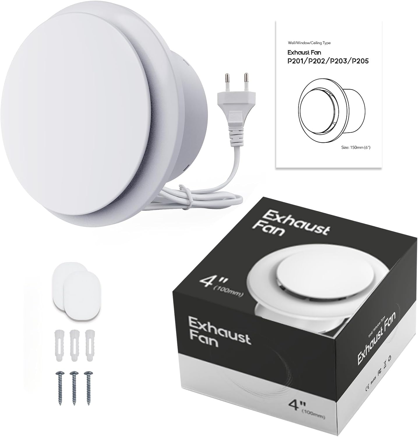 Badlüfter 100mm, 12W Leiser Abluftventilator, 130m³/h Starker Lüftung Wandventilator