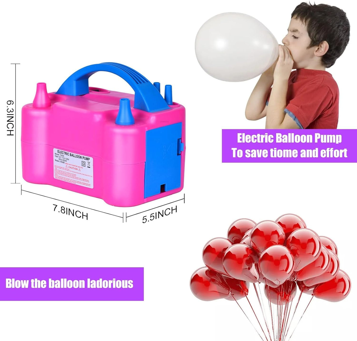 Pompe à ballon, gonfleur de ballon électrique Luftpumpe mit Doppeldüse