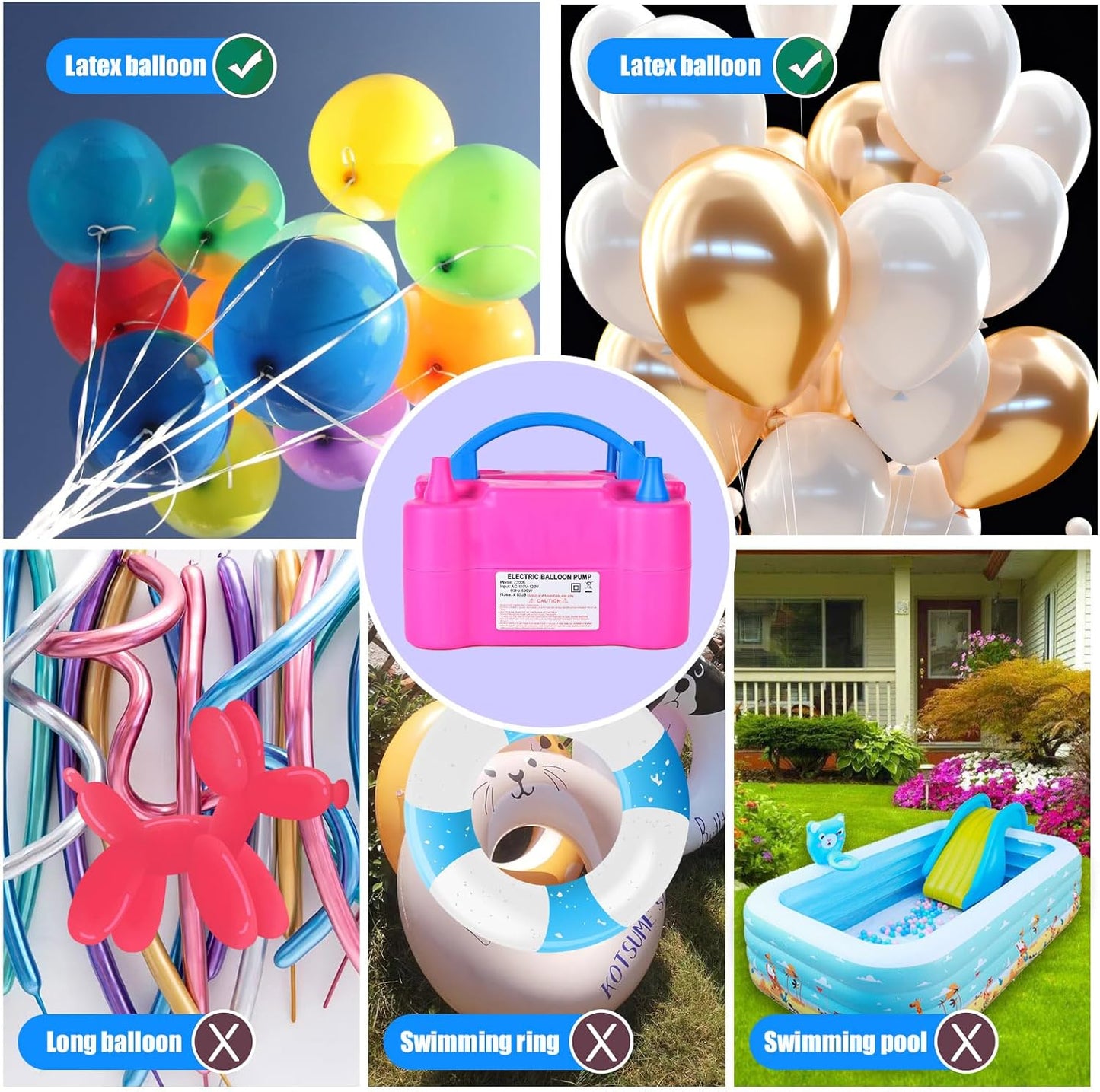Pompe à ballon, gonfleur de ballon électrique Luftpumpe mit Doppeldüse