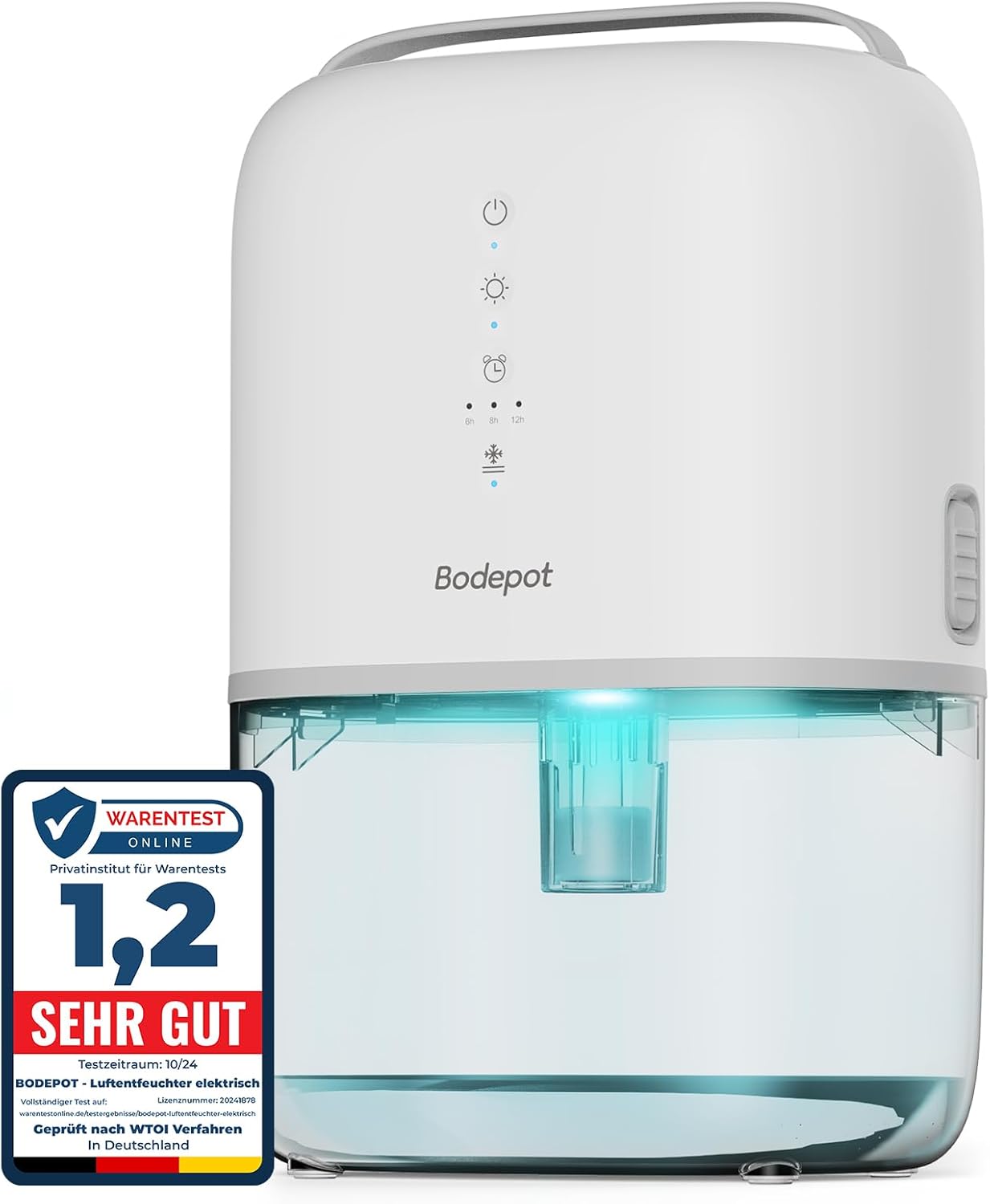 BODEPOT Luftentfeuchter Elektrisch Keller 1800ml 40W Timer, 7 Farbige