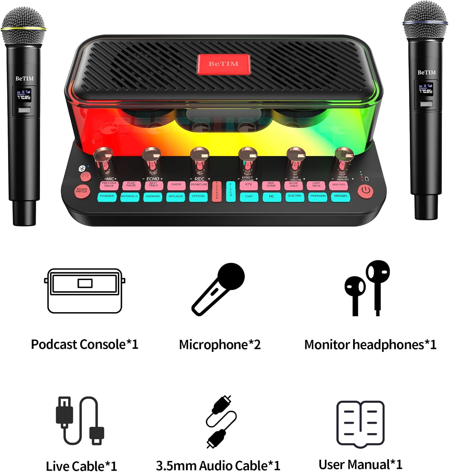 BeTIM c18 Bluetooth Karaoke Mikrophon Erwachsene, Tragbares 3 in 1 Für Webcast Karaoke,drahtloses Mikrofon Home Geburtstagsgeschenk Karaoke Mikrofon für Flach, für Android, für PC, für Smartphone
