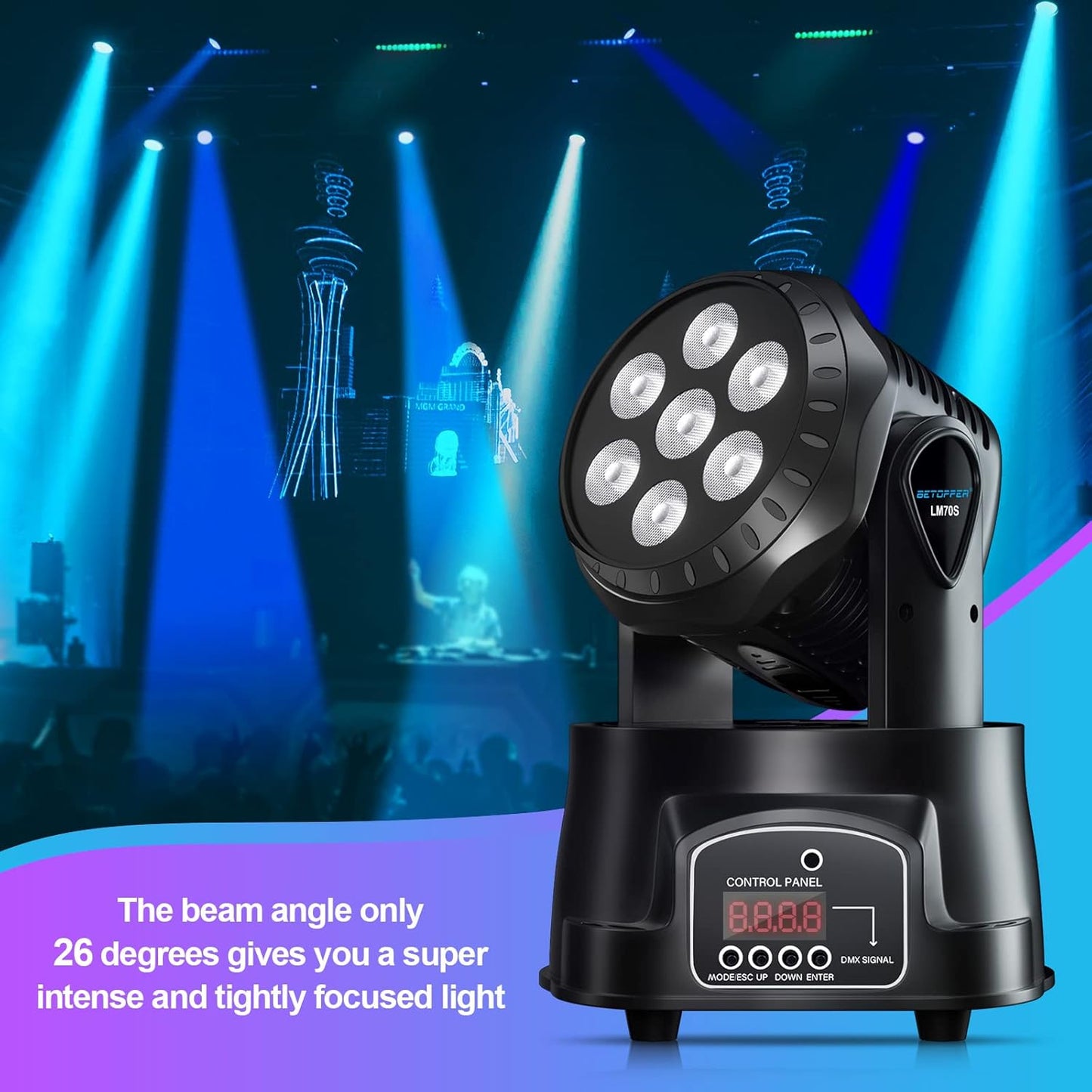 BETOPPER Moving Head LM70SR Bühnenlicht LED 7x8W DMX RGBW(2 stück)