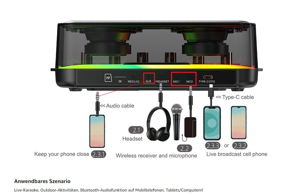 BeTIM c18 Bluetooth Karaoke Mikrophon Erwachsene, Tragbares 3 in 1 Für Webcast Karaoke,drahtloses Mikrofon Home Geburtstagsgeschenk Karaoke Mikrofon für Flach, für Android, für PC, für Smartphone