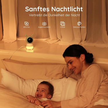 BOIFUN Babyphone mit Kamera 2K/3MP, Intelligentes Nachtlicht, 360 Video Babyfon mit App
