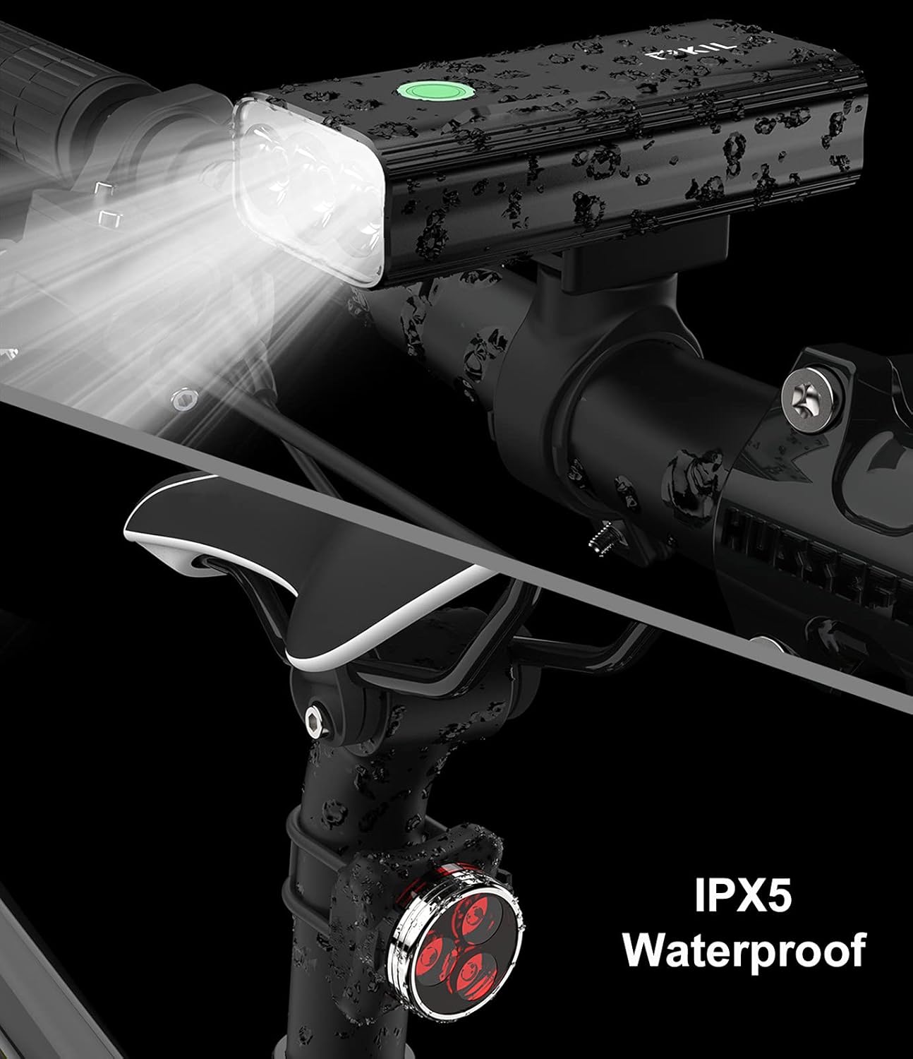 Bikil Fahrradlicht-Set, 6400 mAh, wiederaufladbar,LED 2400 Lumen