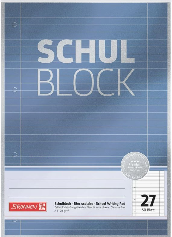 10x Brunnen Notizblock Premium A4 liniert mit Innen- und Außenkante, 50 Seiten