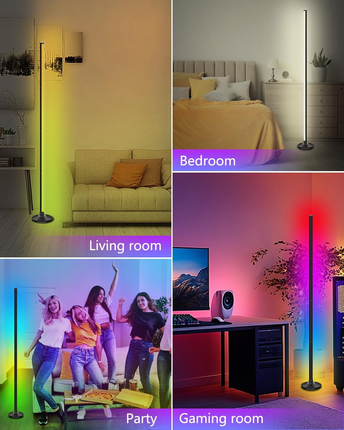 Bowfar LED Stehlampe, 165cm RGBIC Dimmbar mit Fernbedienung&APP