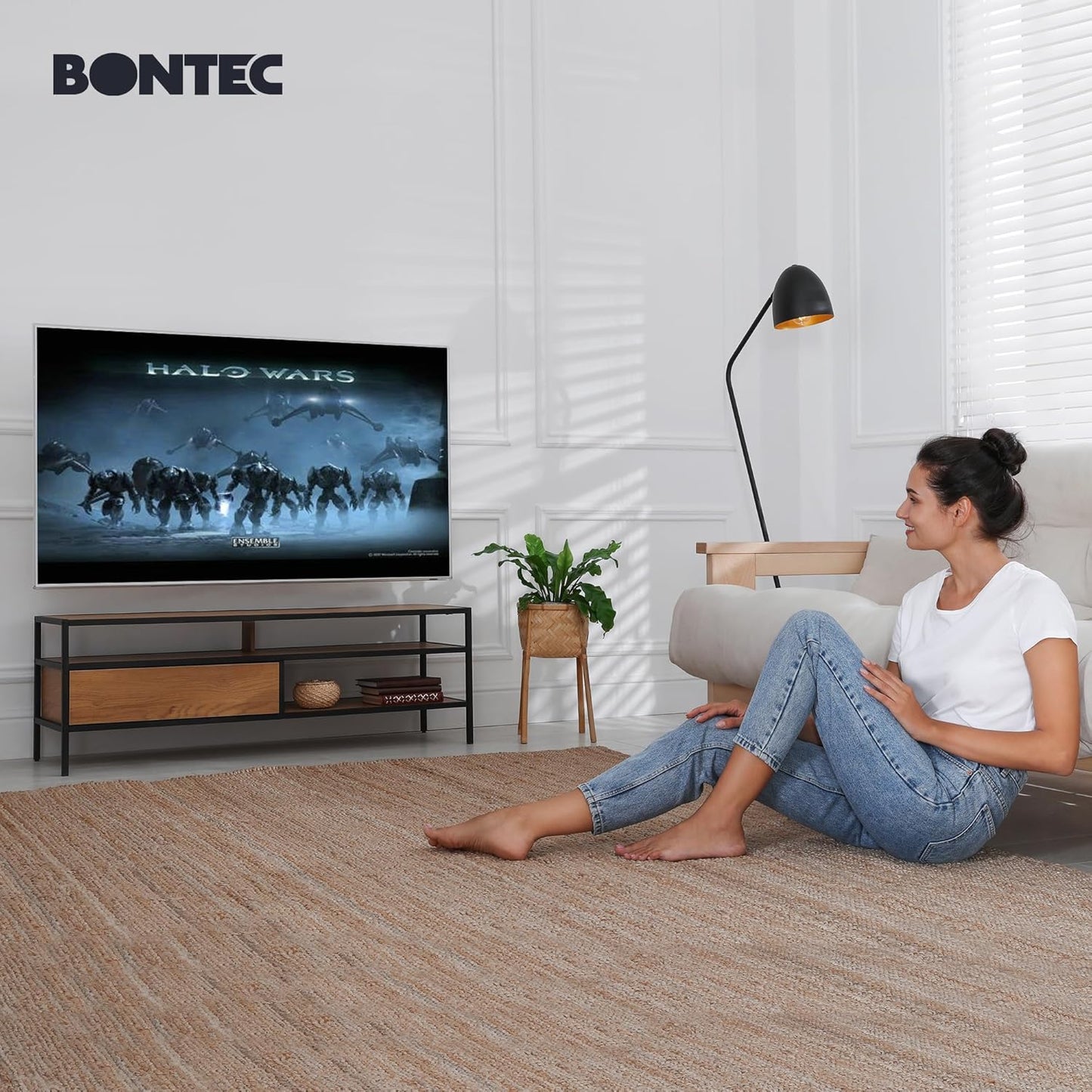 BONTEC TV Wandhalterung Schwenkbar Neigbar für 23-60 Zoll Flach & Curved