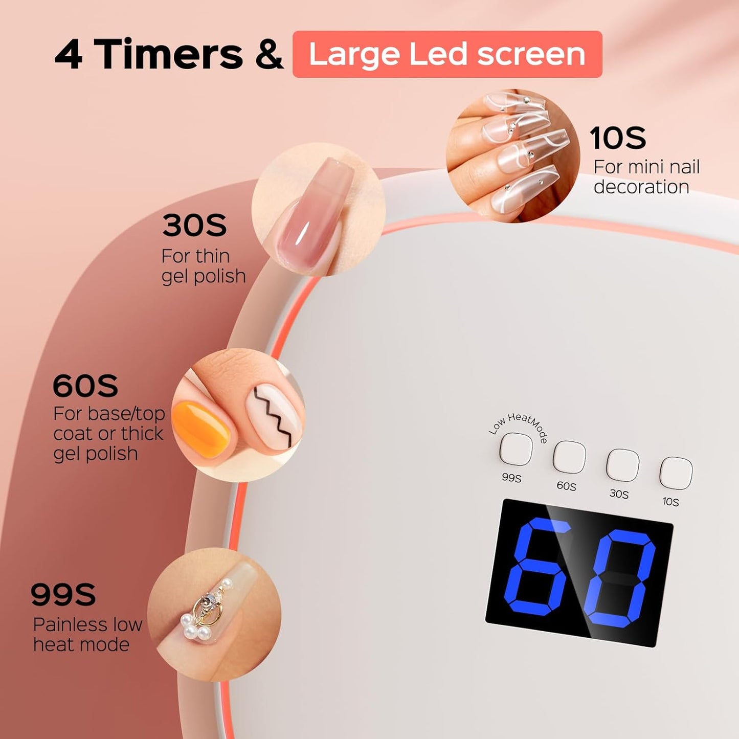 BOLASEN UV Lampe für Gelnägel, 60W mit Keramtechnik,Metallfuß & Licht Atmen