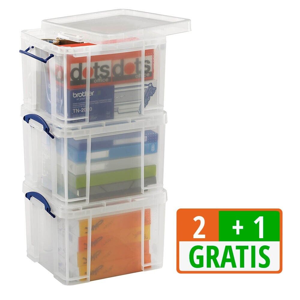 3 X Really Useful Box Aufbewahrungsboxen 35,0 l transparent