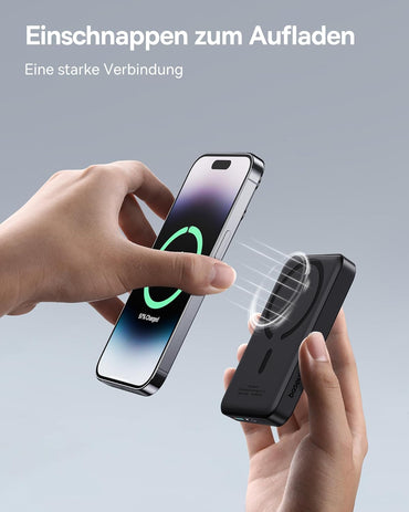 Baseus Magsafe Powerbank 10000mAh, Kabellose, Magnetische für iPhone 15/14/13/12 Schwarz