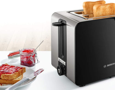 Bosch TAT7203 Kompakt-Toaster Toaster Edelstahl Brotzentrierung Safety-off