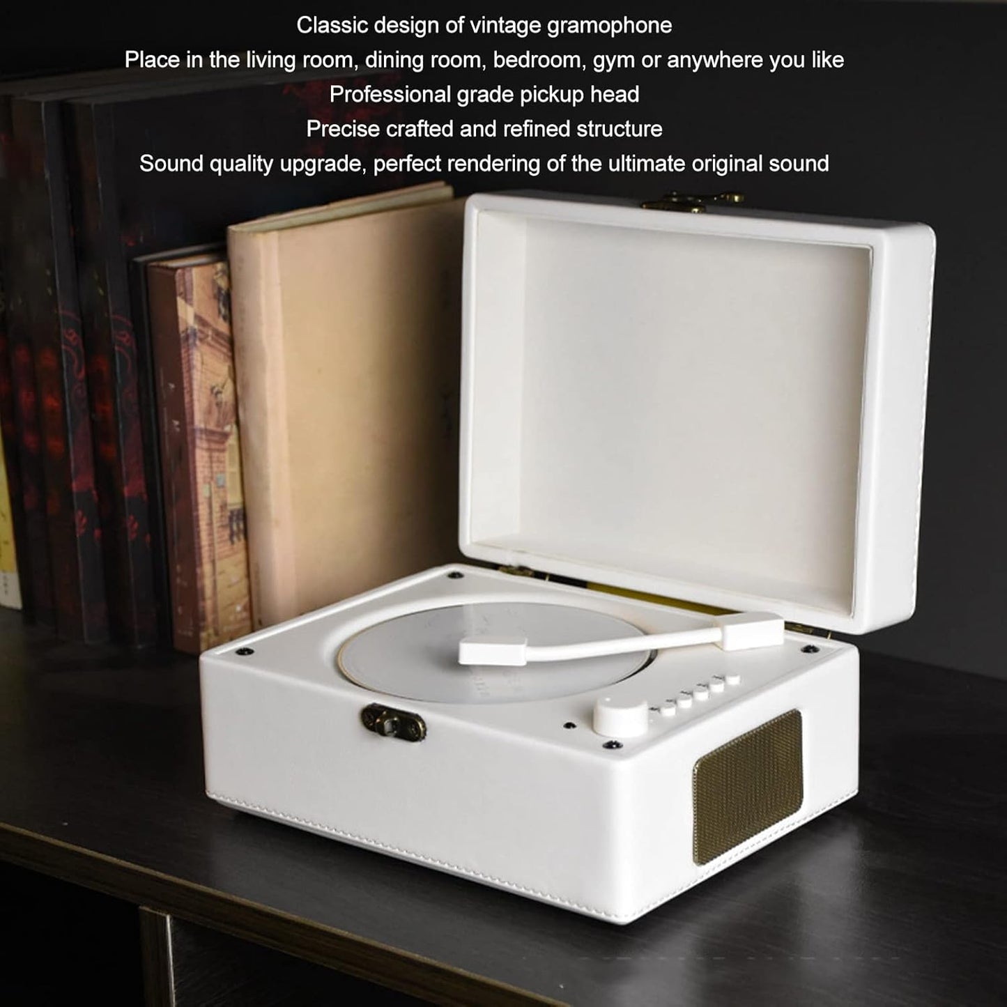 Tragbarer CD-Player,Plattenspieler mit Stereo-Sound mit zwei Lautsprechern, (weiß)