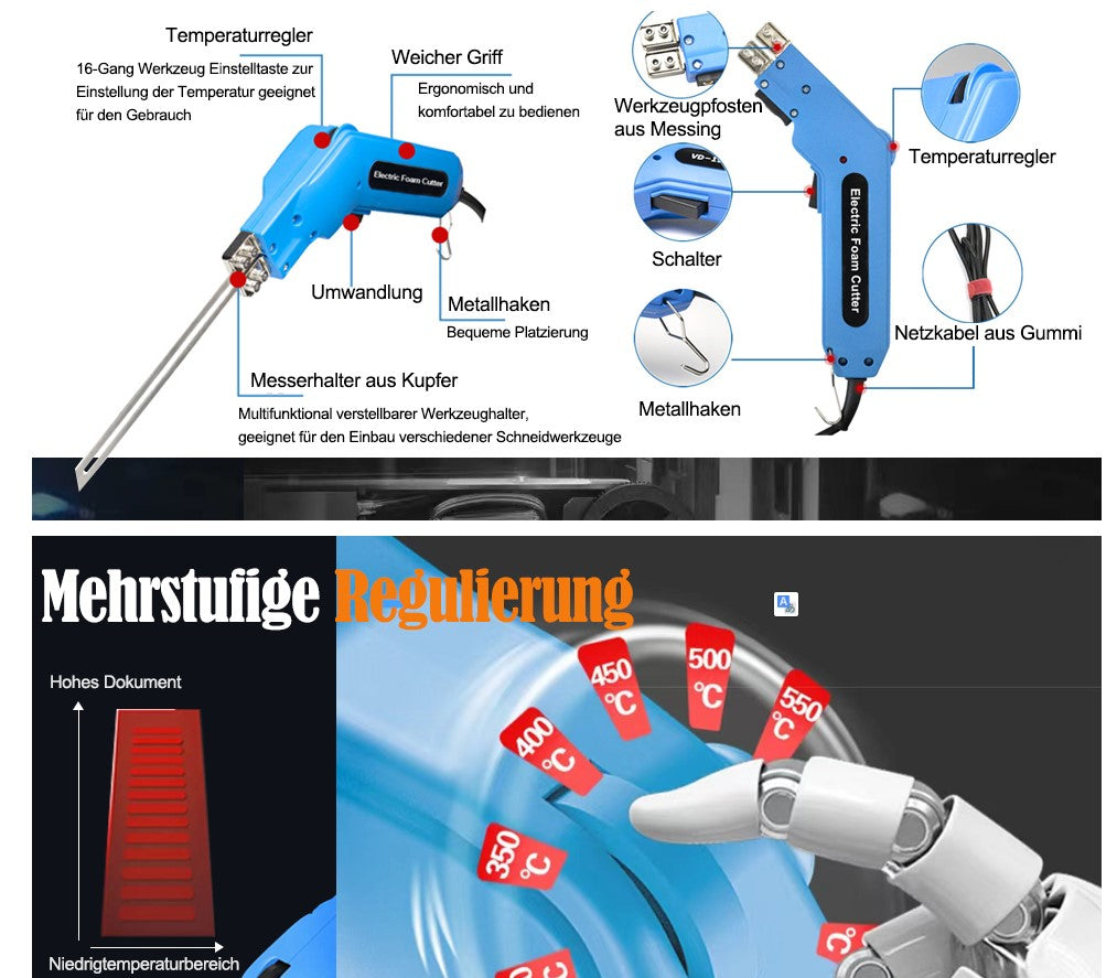 Caijte VD-190 Kit d'usinage électrique en polystyrène et Heißmesser