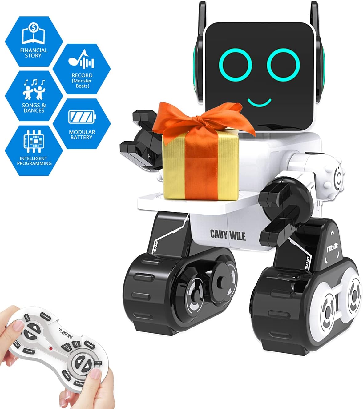 Cady Wile Smart RC Robot Toys pour enfants avec exercice et contrôle comportemental, jouets robots avec Gehen, Tanzen, Singen, Sprechen und Übertragen von Gegenständen, Robotik programmable intelligent (blanc)