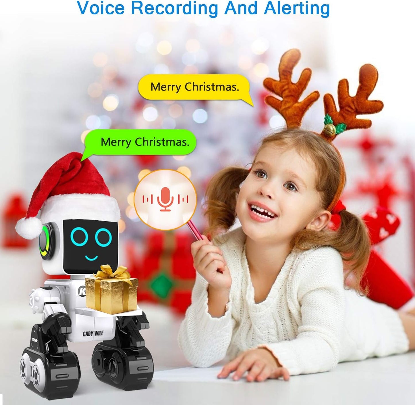 Cady Wile Smart RC Robot Toys pour enfants avec exercice et contrôle comportemental, jouets robots avec Gehen, Tanzen, Singen, Sprechen und Übertragen von Gegenständen, Robotik programmable intelligent (blanc)