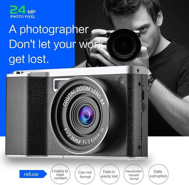 CamKing Digitalkamera 24MP FHD 1080P Kompaktkamera für Rucksacktouren mit 4,0-Zoll-LCD-Touchscreen 8X Digitalzoom-Weitwinkelobjektiv min. Kamera für Fotografie 32 GB SD-Karte enthalten