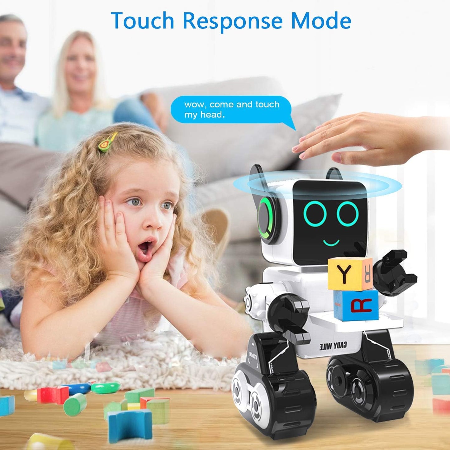 Cady Wile Smart RC Robot Toys pour enfants avec exercice et contrôle comportemental, jouets robots avec Gehen, Tanzen, Singen, Sprechen und Übertragen von Gegenständen, Robotik programmable intelligent (blanc)