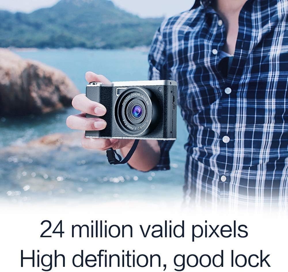 CamKing Digitalkamera 24MP FHD 1080P Kompaktkamera für Rucksacktouren mit 4,0-Zoll-LCD-Touchscreen 8X Digitalzoom-Weitwinkelobjektiv min. Kamera für Fotografie 32 GB SD-Karte enthalten