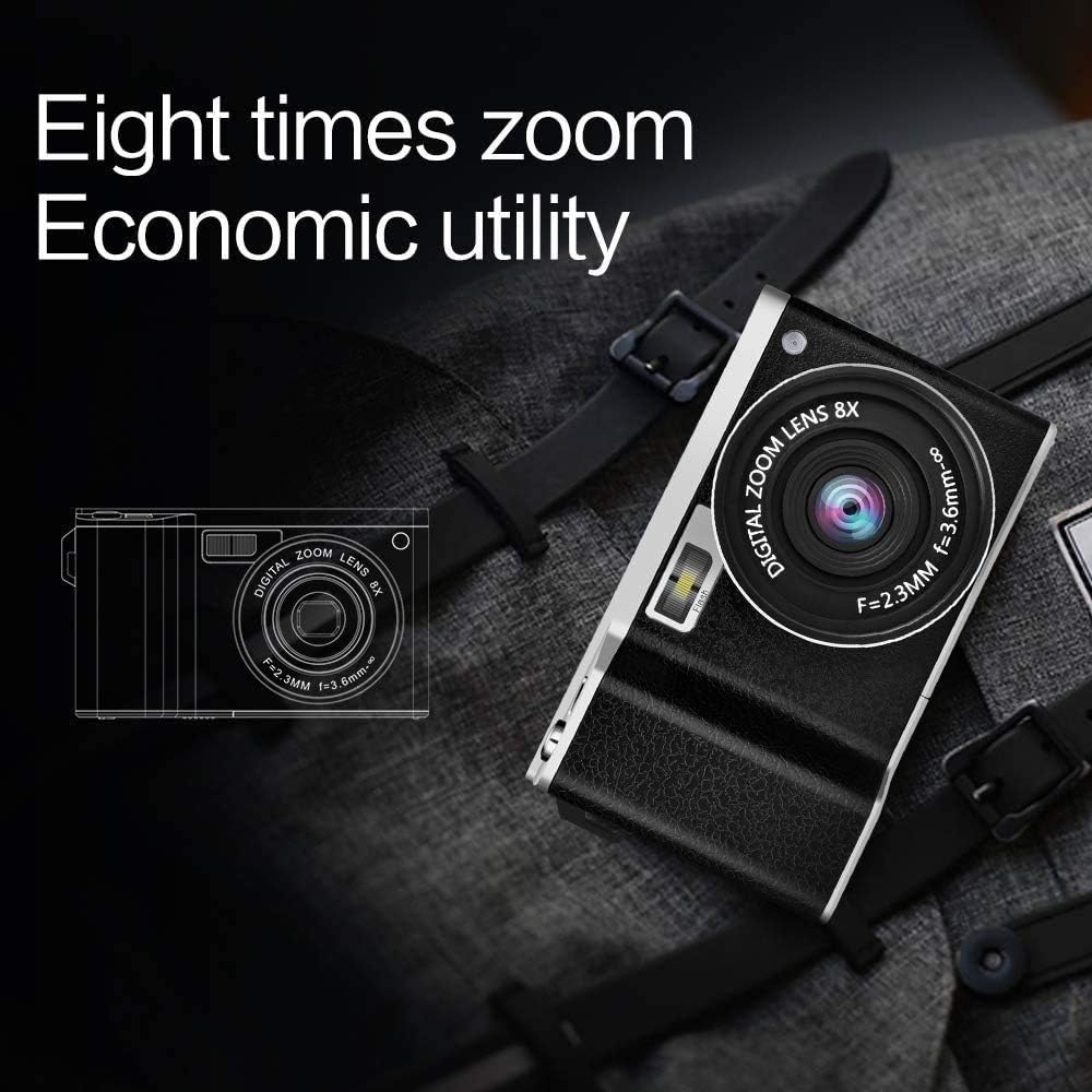 CamKing Digitalkamera 24MP FHD 1080P Kompaktkamera für Rucksacktouren mit 4,0-Zoll-LCD-Touchscreen 8X Digitalzoom-Weitwinkelobjektiv min. Kamera für Fotografie 32 GB SD-Karte enthalten