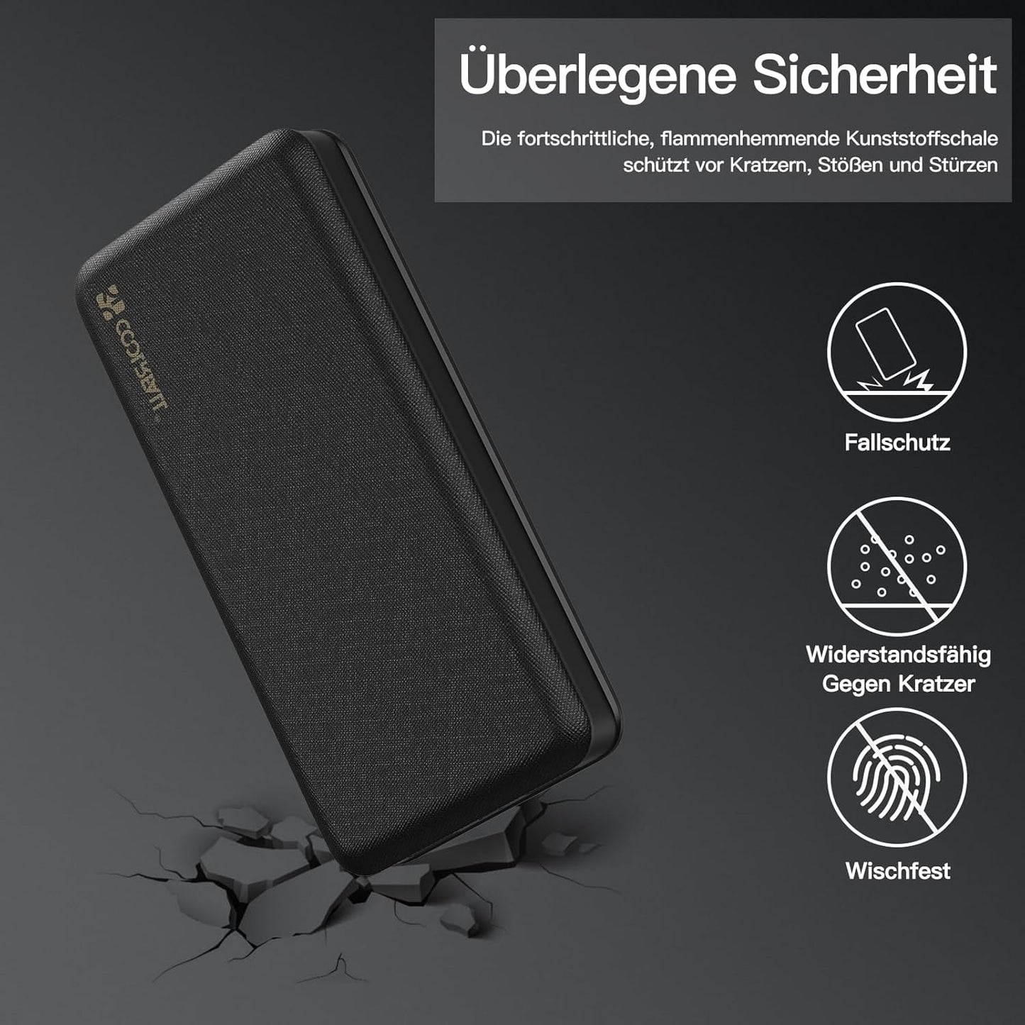 CoolReall Powerbank 20000 mAh Ladegerät mit USB C
