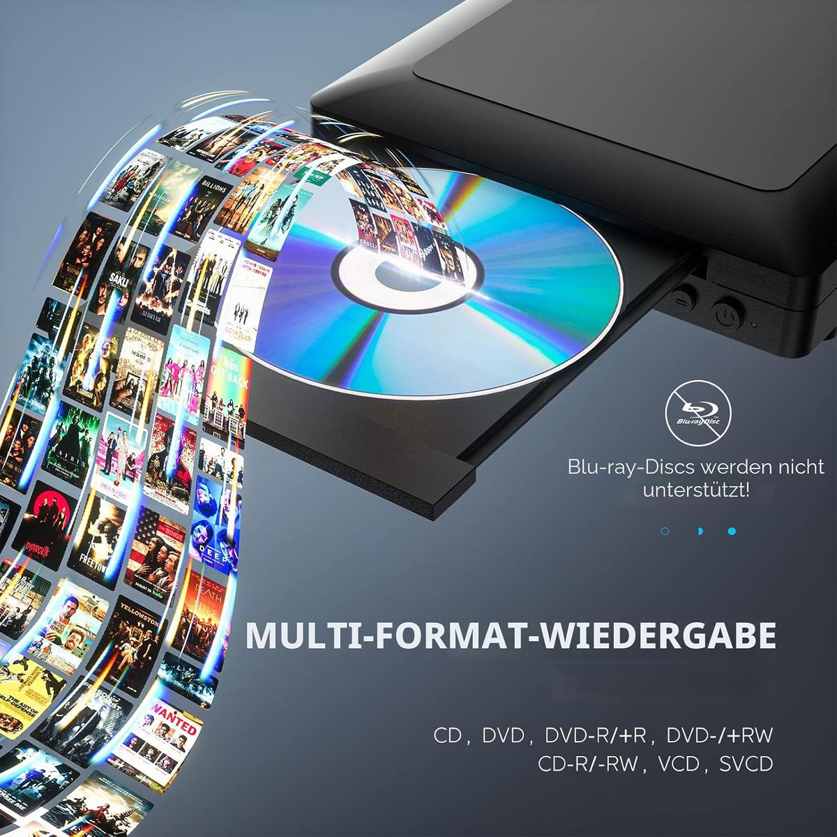 CeihoitDVD-/CD-Player für Fernseher mit HDMI und AV-Ausgang, USB-Anschluss, HD 1080p