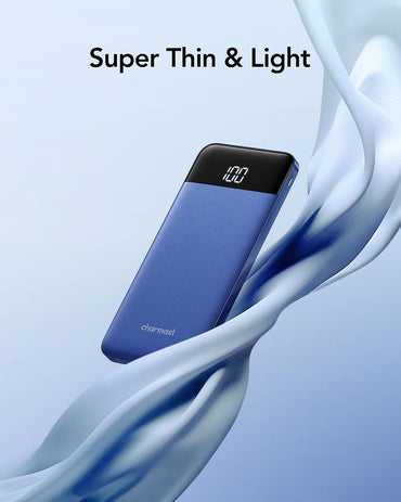 Charmast 10400 mAh Powerbank, USB-C-Akkupack mit LED-Anzeige,(blau)