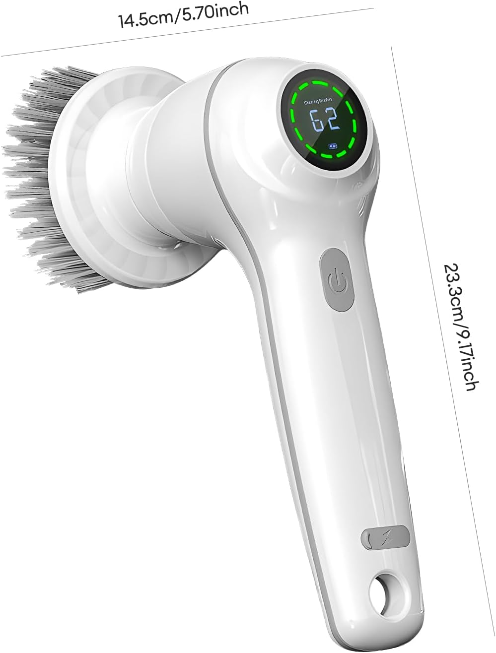 CkeyiN Elektrische Reinigungsbürste, Kabelloser Fugenreiniger mit 7 Austauschbaren Bürstenköpfen Handheld Power Spin Scrubber Mit LED Anzeige, 2 Modi, Weiß