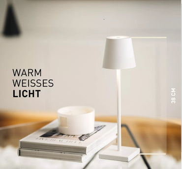 Climaqx Designer Tischlampe LED Akku Tischleuchte dimmbar Bringt Licht for 48 Stunden USB Auffladekabel Weiß
