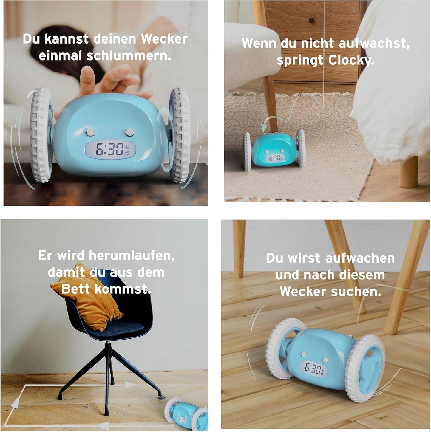 CLOCKY Lauter Wecker Digital Wecker Laut für tiefschläfer schwerhörige schwere Schläfer (Bleu)