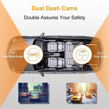 Claoner Dashcams für Autos vorne und hinten, 1080P Full HD Dashcam, Dual Dashcam mit F1.8 Nachtsicht, 170° Weitwinkel, 3 Zoll IPS-Bildschirm, Dashcams für Autos, Loop-Aufnahme, G-Sensor, Parkmonitor