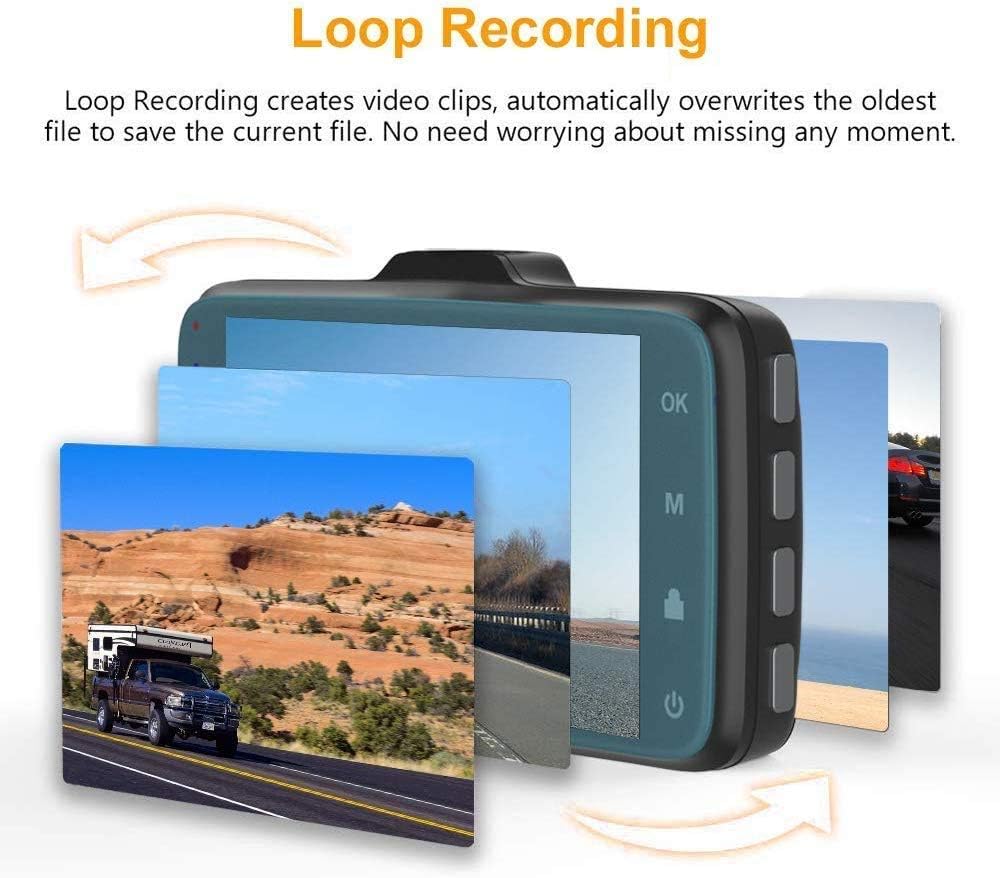 Claoner Dashcams für Autos vorher und nachher, 1080P Full HD Dashcam, Dual Dashcam mit F1.8 Nachtsicht, 170° Ansicht, 3 Zoll IPS-Bildschirm, Dashcams für Autos, Loop-Aufnahme, G-Sensor, Parkmonitor