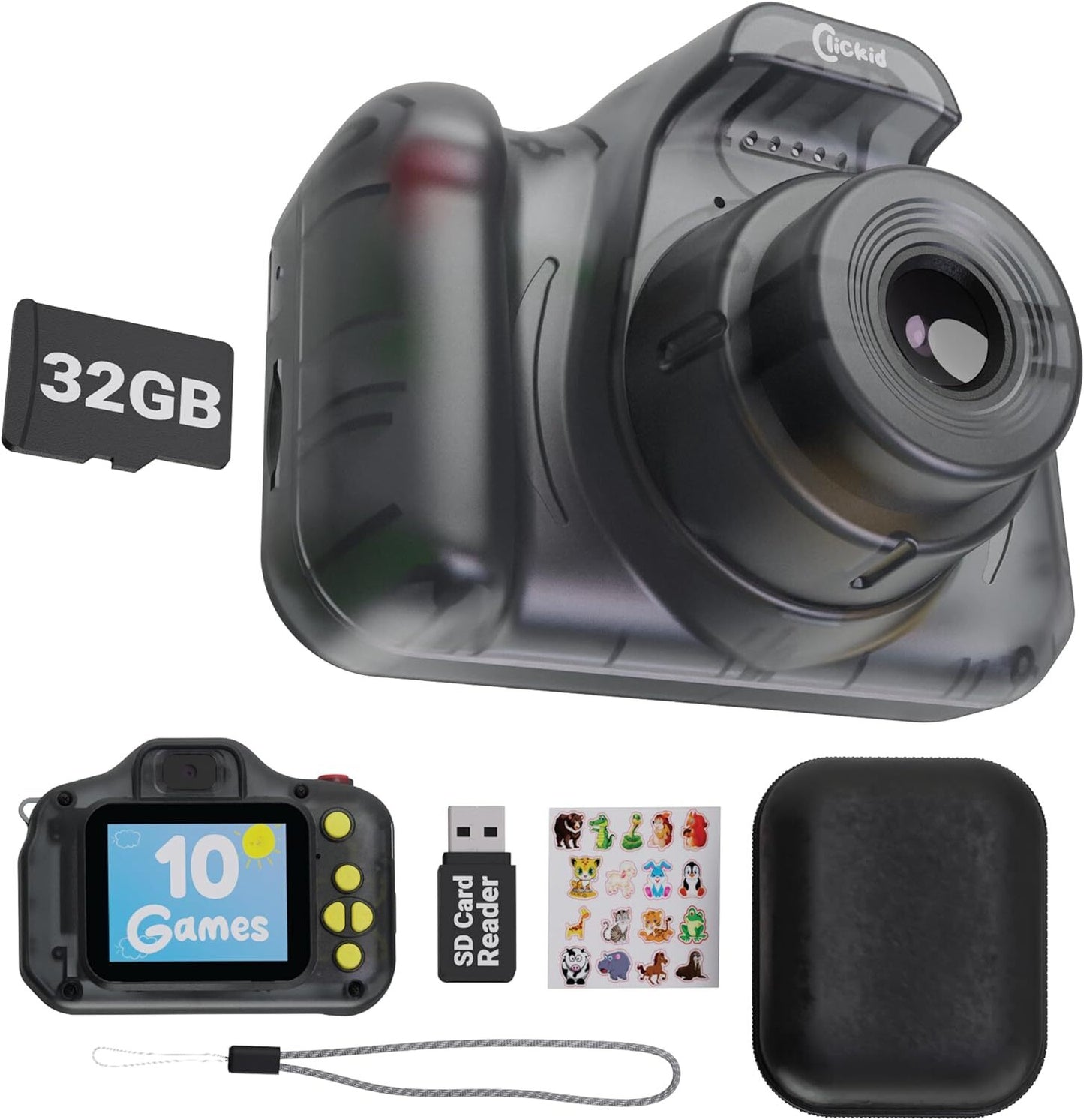 ClicKid CAM10, Fotokamera für Kinder, Dual‑Lens, 8× Zoom, 32 GB,