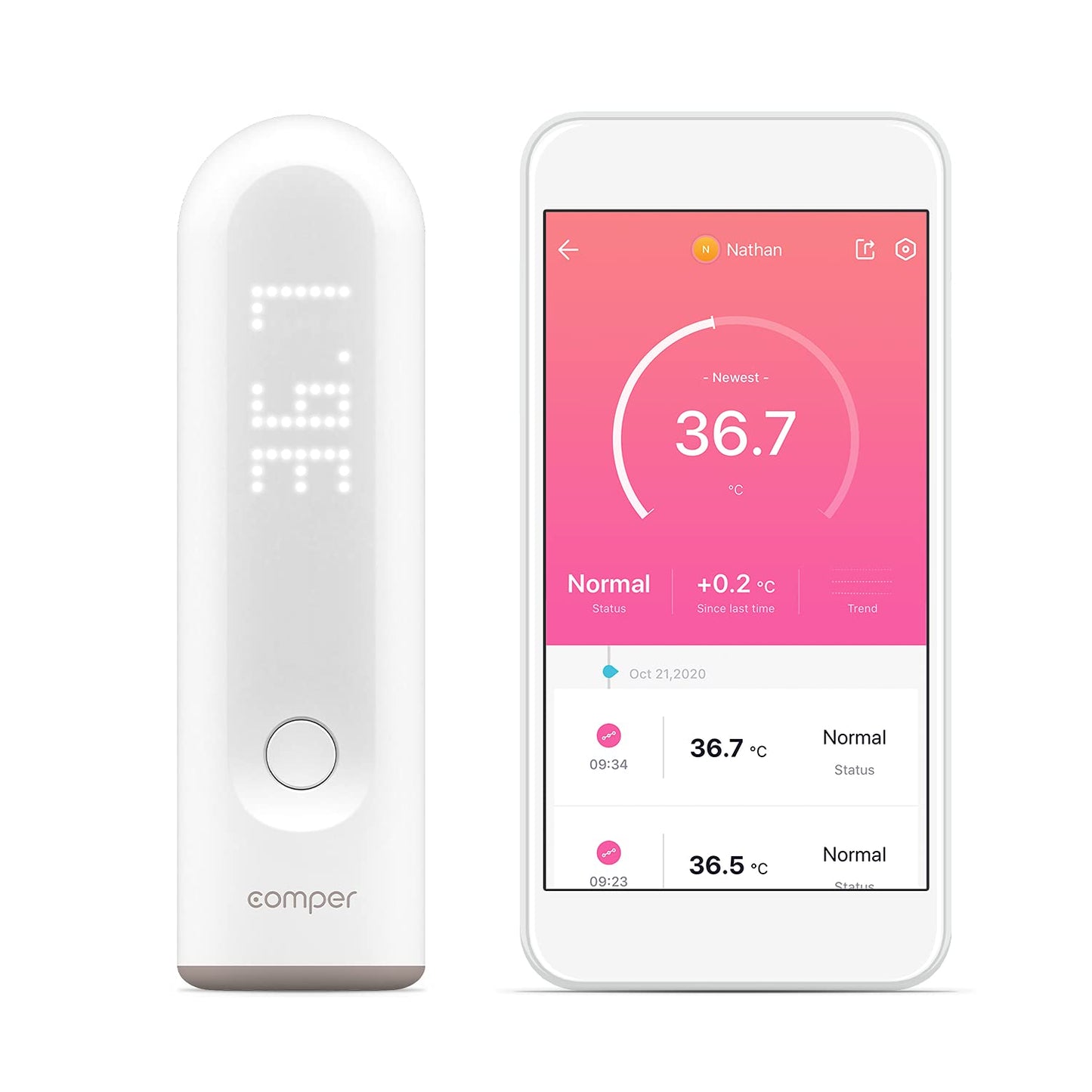 Comper Thermometer Smart digital Fieberthermometer Bluetooth mit innovativer App