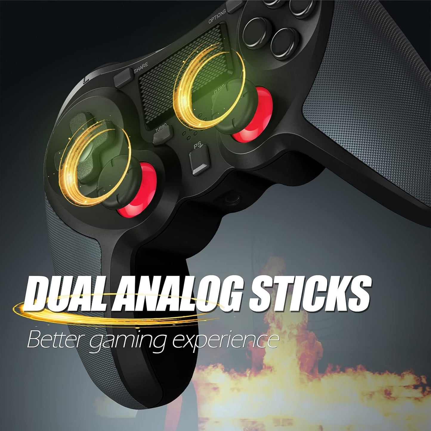 Visenovo Kabelloser PS4-Controller Dualshock mit LED-Licht Für PS4/Pro/Slim (Schwarz)