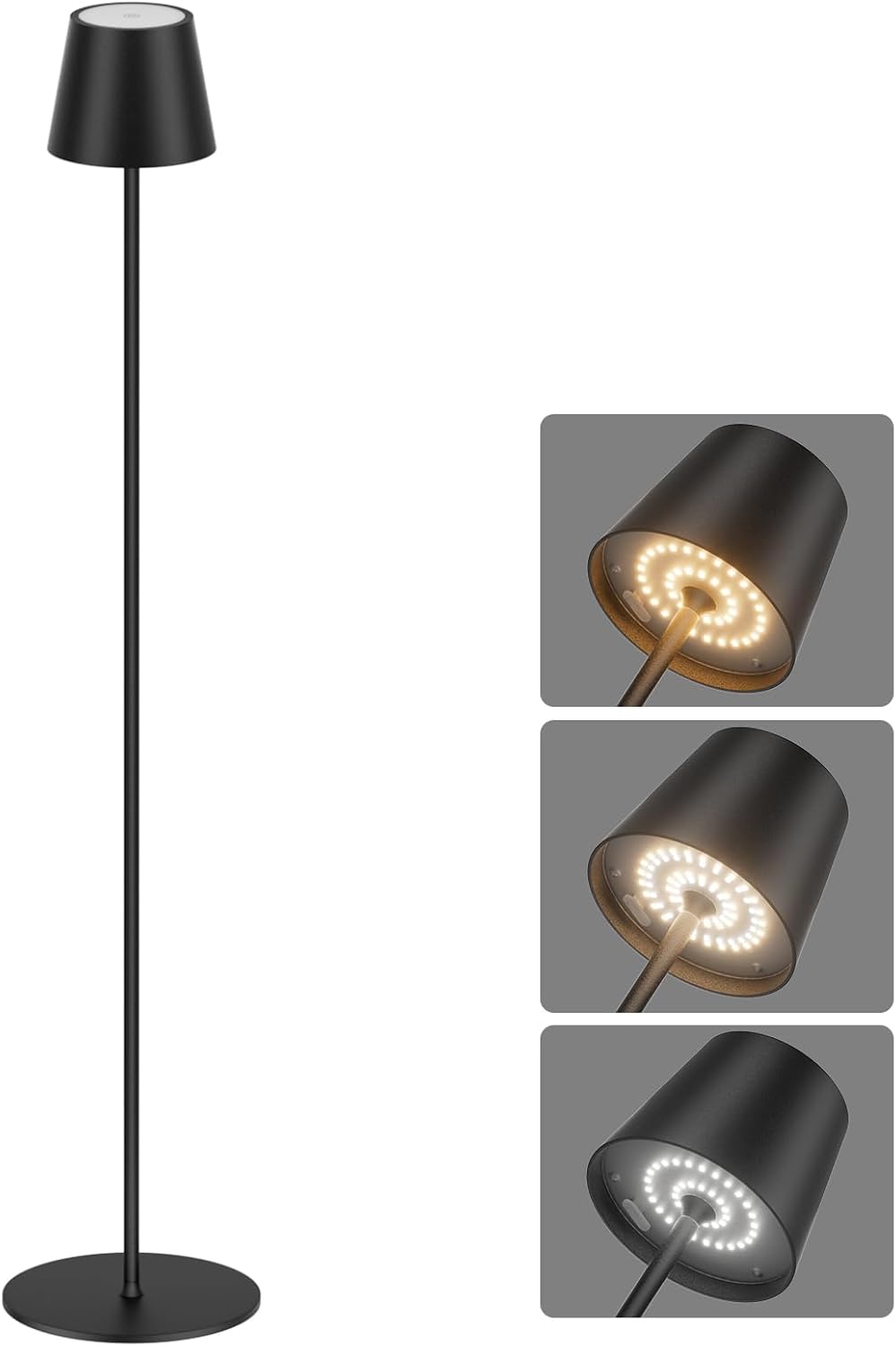 Coinmit LED kabellose Akku Stehlampe, 3000K-6000K dimmbare Touch Control Schwarz