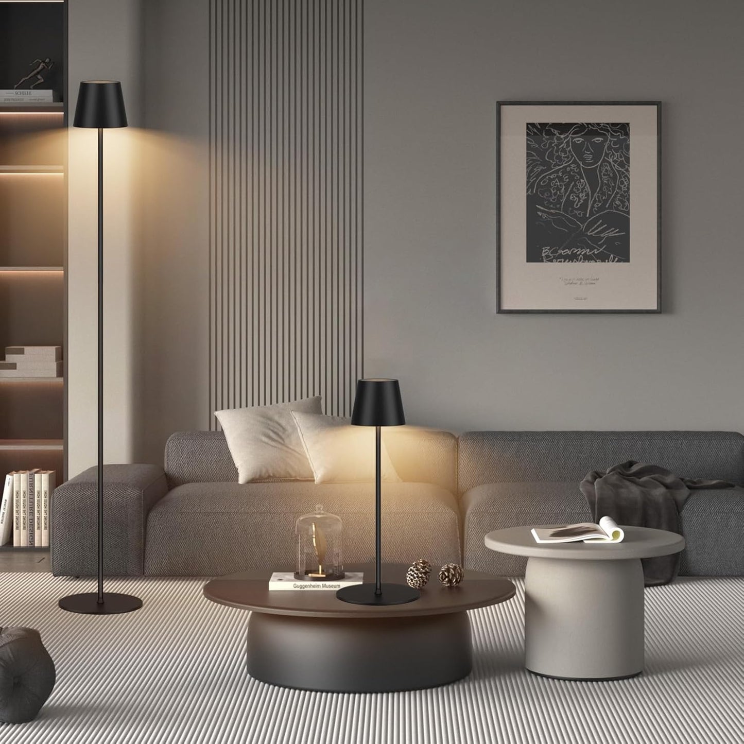 Coinmit LED kabellose Akku Stehlampe, 3000K-6000K dimmbare Touch Control Schwarz