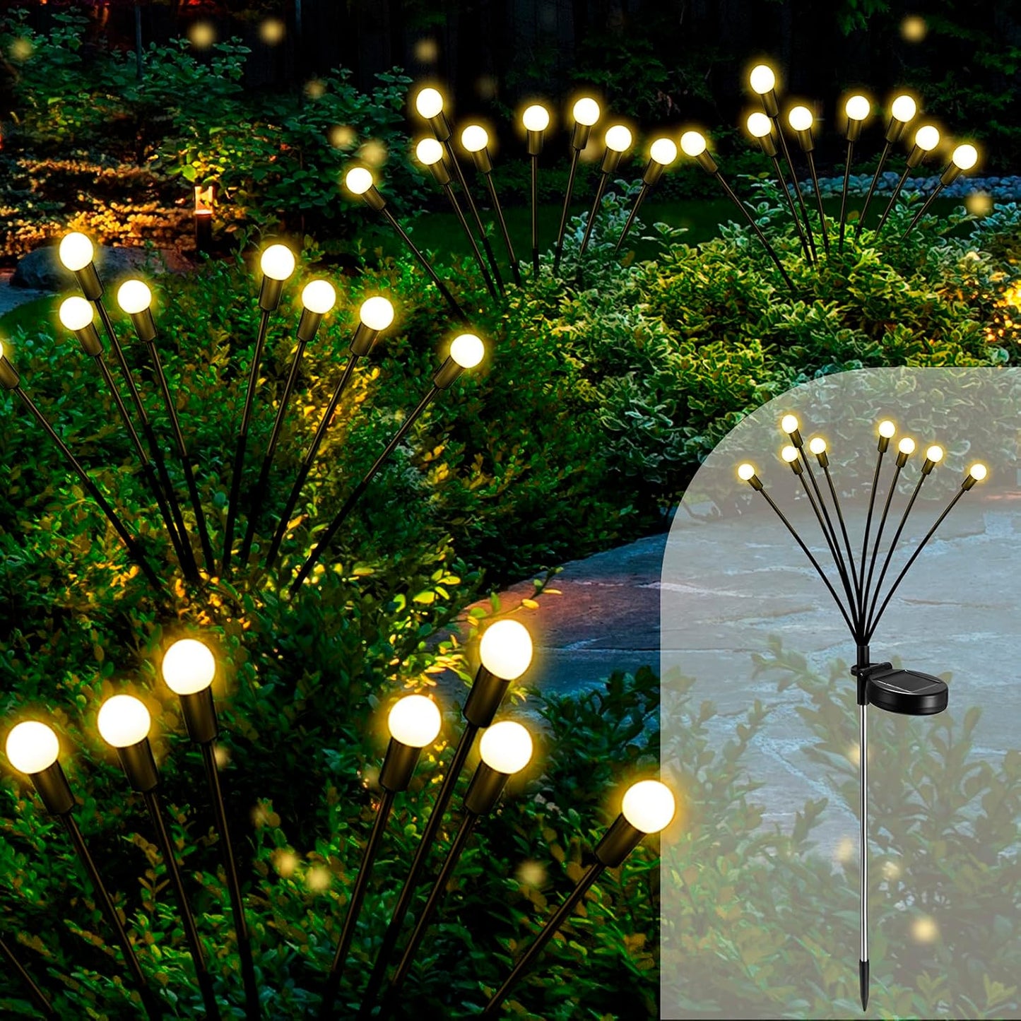 2 x CORATED Wasserdichte Solar-Gartenleuchten für den Außenbereich, warmweiße, (4 Stück in 2er Pack)