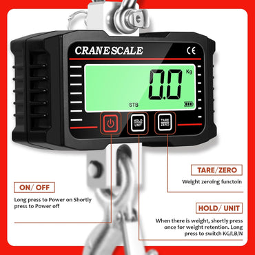 Digitale Hangweegschaal Digital Kranwaage 2000KG 4400lbs, Elektronische Hängende Waage mit Fernbedienung