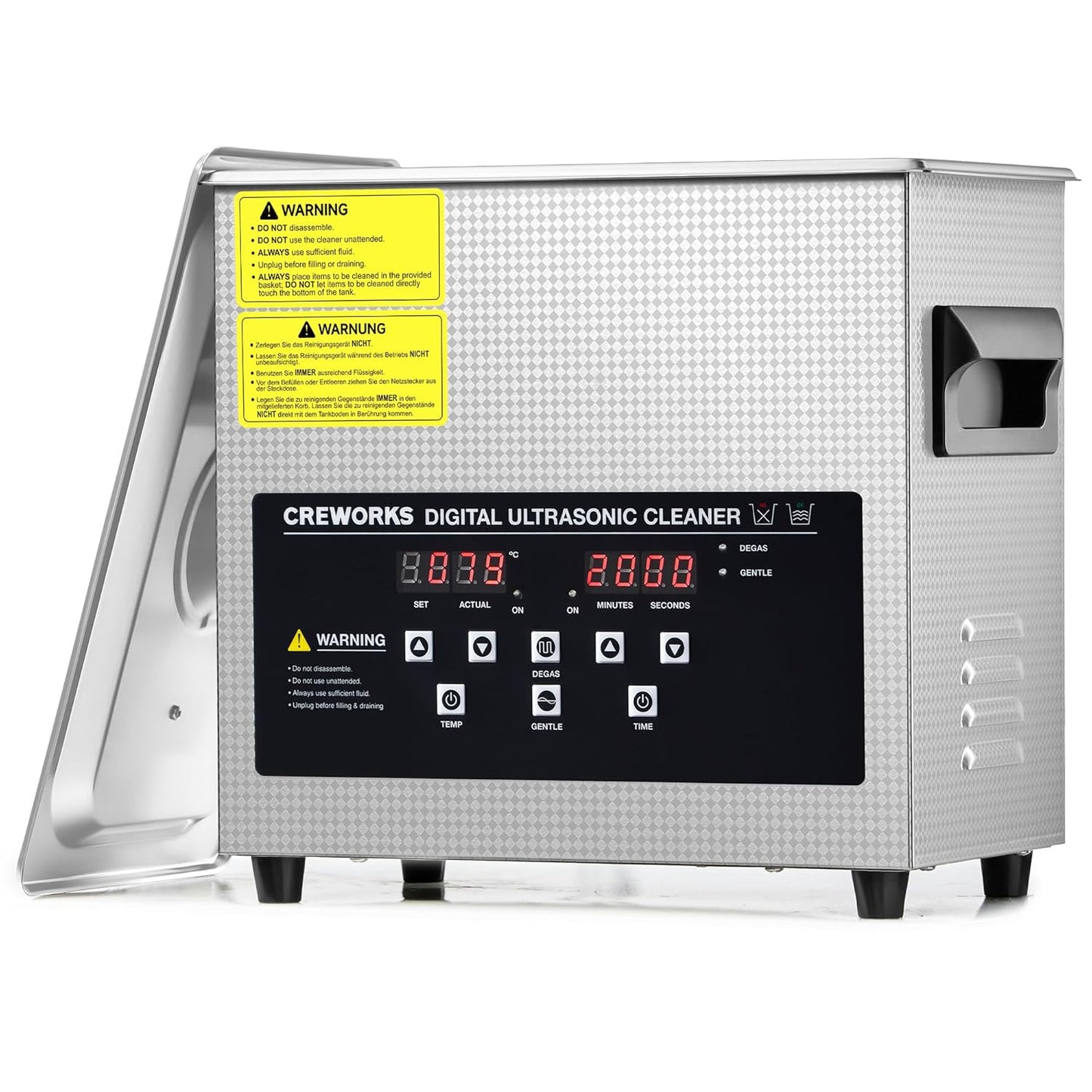 CREWORKS Ultraschallreinigungsgerät 3L mit Degas- und Sanftmodus Ultraschallreiniger mit Innenkorb