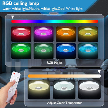 CGSGDK 36W Dimmbare LED Deckenleuchte mit Fernbedienung und Bluetooth Lautsprecher