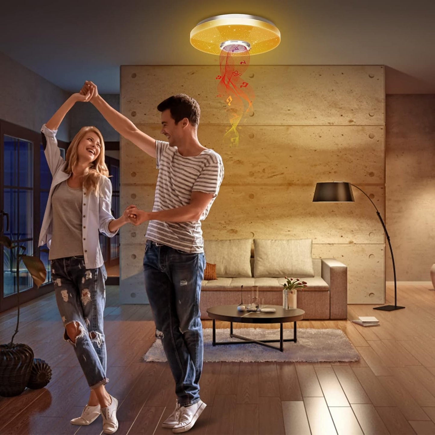 CGSGDK 36W Dimmbare LED Deckenleuchte mit Fernbedienung und Bluetooth Lautsprecher