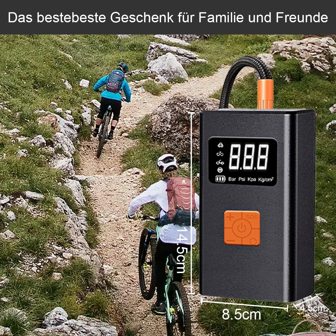 Tragbarer Luftkompressor Mini Reifenpumpe 12V 2000mAh 150PSI Luftpumpe