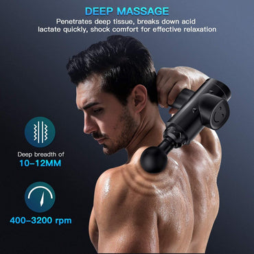 COULAX Massagepistole, Muskelmassagepistole, Tiefengewebe-Muskelmassagegerät, elektrisches Handmassagegerät, 30 Geschwindigkeiten, Muskelpistole für mit 6 Massageköpfen