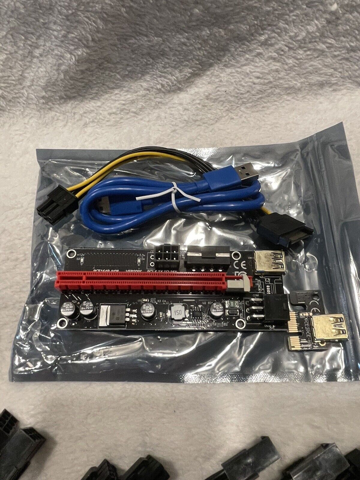 6 X PCE164P-N08 VER009S PCI-E 1X bis 16x Riserkarte 6 Pin für Grafikkarte/Grafik 6 Kits