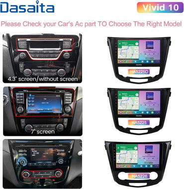Dasaita 10,2 Zoll Android 10.0 Autoradio Bluetooth Freisprecheinrichtung für Nissan Qashqai J11 X-Trail Rouge