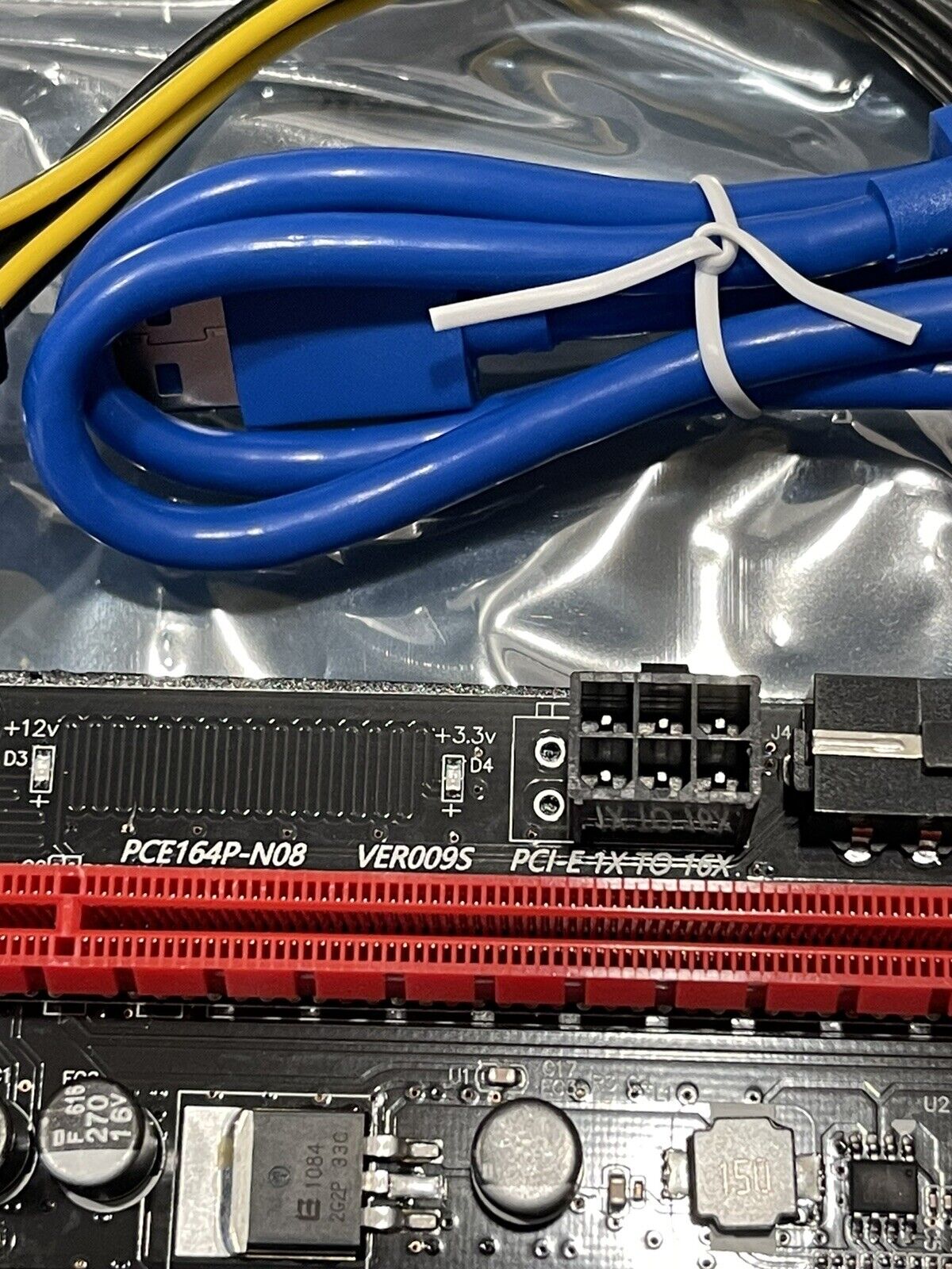 6 X PCE164P-N08 VER009S PCI-E 1X bis 16x Riserkarte 6 Pin für Grafikkarte/Grafik 6 Kits